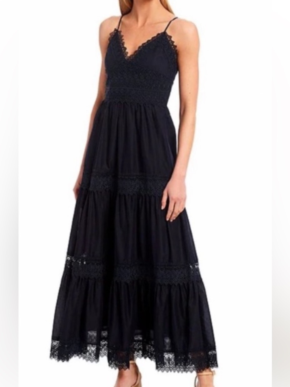 ANTONIO MELANI Mikaela Navy Lace-Trim Maxi Dress